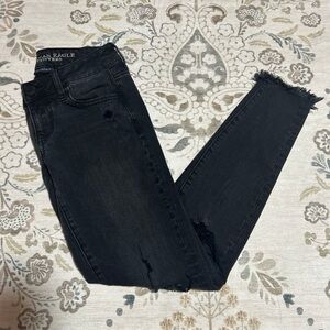 American Eagle Outfitters Women's Dark Distressed Skinny Jeans
